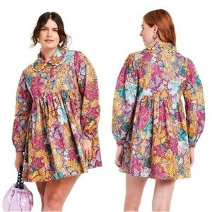 Kika Vargas x Target Anemone Floral Mini Dress Tunic 2X Boho Maximalist Grandma
